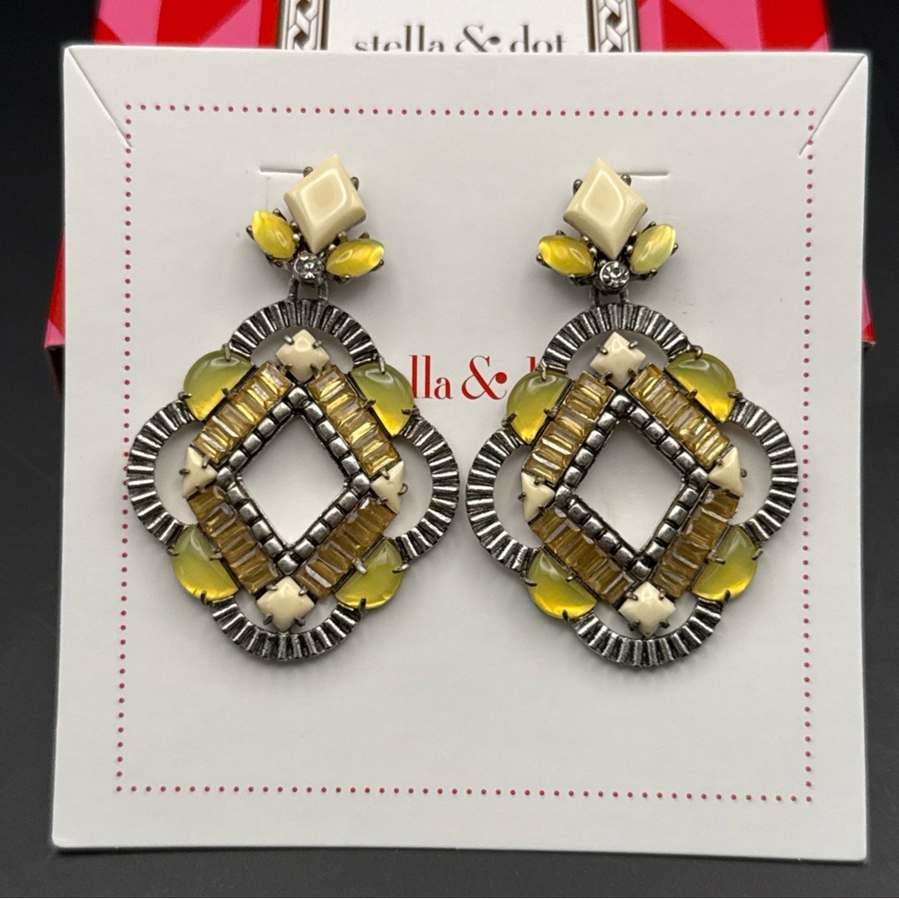 Stella & Dot Kaia Chandelier Mosaic 2” Drop Statement Earrings